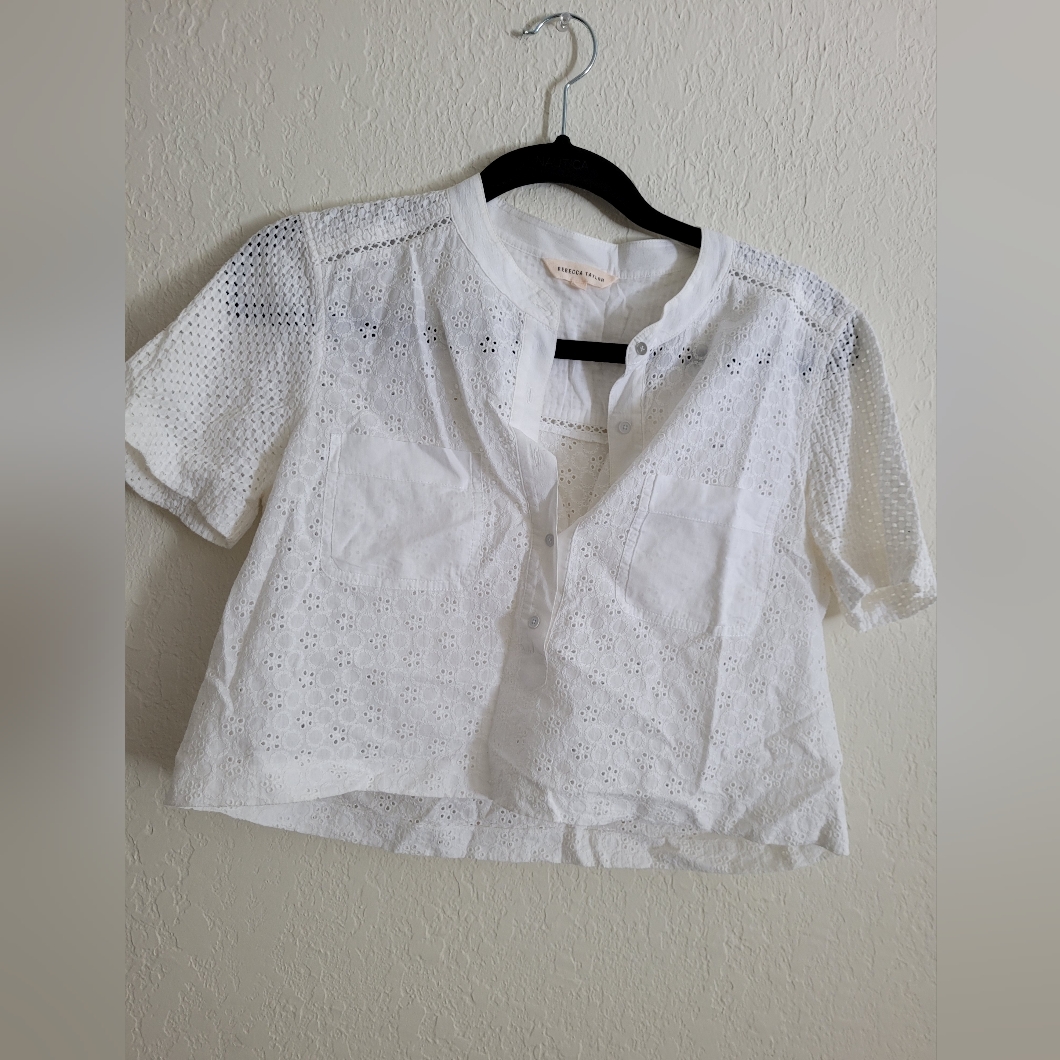 Rebecca Taylor Eyelet Skirt And Cropped Shirt Set | Size 2
